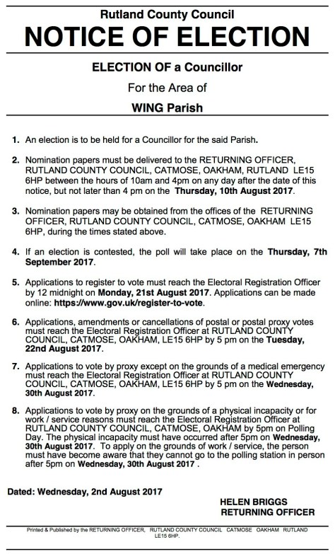 Notice of Election - Wing 2017